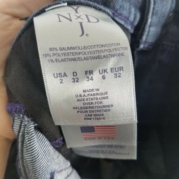 NYDJ Audrey Relaxed Ankle Cropped Frayed Hem Dark Wash Stretch Size 2 - Picture 4 of 6